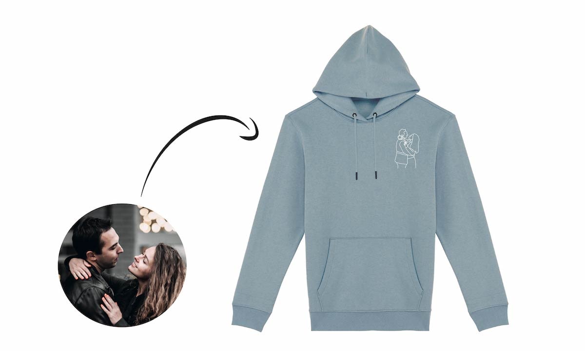 Individually embroidered couple hoodie